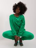 Komplet damski, welurowy, zielony, Italy Moda