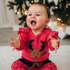 Komplet dziewczęcy, Body z długim rekawem, Spodnie dresowe, różowy, Eevi