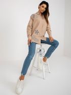 Koszula damska z długim rękawem, beżowa, Factory Price