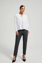 Koszula damska z długim rękawem, biała, Moodo