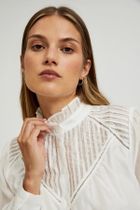 Koszula damska z długim rękawem, biała, Moodo