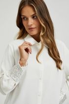 Koszula damska z długim rękawem, biała, Moodo