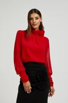 Koszula damska z długim rękawem, czerwona, Moodo