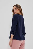 Koszula damska z długim rękawem, granatowa, Moodo