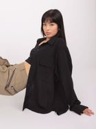 Koszula damska z długim rękawem, oversize, czarna, Lakerta