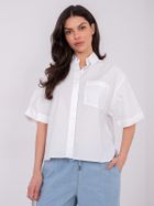 Koszula damska z krótkim rękawem, oversize, biała, Sublevel