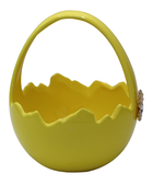 Koszyczek ceramiczny, żółty ze złotym biżuteryjnym motylkiem, średni, 12,5-12,5-15 cm