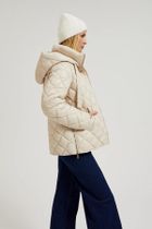 Kurtka damska z kapturem, beżowa, Moodo