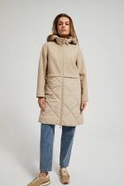 Kurtka damska z kapturem, beżowa, Moodo