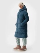 Kurtka damska z kapturem, ocieplana, niebieska, 4F