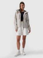 Kurtka damska z kapturem, oversize, beżowa, 4F