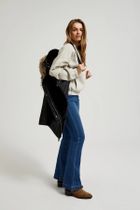 Kurtka damska z kapturem z kapturem, czarna, Moodo