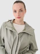 Kurtka parka damska z kapturem, oversize, zielona, 4F