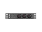 Lanberg, Rack, listwa zasilająca, 3xTypE, 10A, 2 m, PDU-03E-0200-IEC-BK