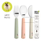 Lassig, Happy Fruits Cherry, zestaw sztućców, stal nierdzewna z silikonową rączką, 3 szt.