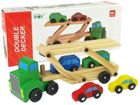 Lean Toys, drewniana laweta z pojazdami, zielona