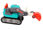 Lean Toys, koparka gąsienicowa, pojazd budowlany do skręcania, turkusowy