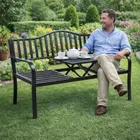 Lean Toys, ławka ogrodowa, metalowa, czarna, 150 cm