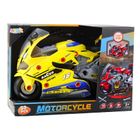 Lean Toys, motocykl do rozkręcania, warsztat, interaktywny, żółty