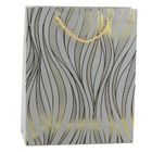 Lean Toys, torba prezentowa papierowa linie faliste złote, 32-26-12 cm, 1 szt.