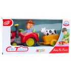 Lean Toys, traktor farmerski z przyczepką, pojazd interaktywny