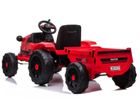 Lean Toys, Traktor, pojazd na akumulator z przyczepą, czerwony