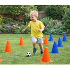 Lean Toys, zestaw pachołków treningowych z piłką, niebiesko-pomarańczowe, 8 szt.