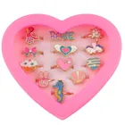 Lean Toys, zestaw pierścionków regulowanych w serduszku, 12 szt.