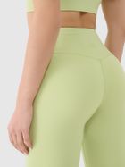Legginsy damskie z wysokim stanem, limonkowe, 4F