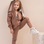 Legginsy dziewczęce, prążkowane, brązowe, Nicol