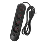 Maclean, listwa zasilająca, 3 gniazda, 3xUSB, 110-240V AC, 50/60HZ, 2.1A MAX 2500W, czarna, 1,5m