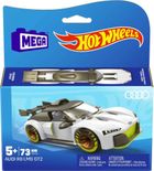 MEGA Hot Wheels, Audi R8 LMS GT2, wyścigówka + figurka, klocki, 73 elementy