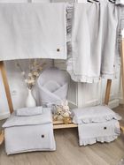 MimiNu, 2-częściowy komplet pościeli z wypełnieniem, całoroczny, muślin bawełniany, szary, 75-100 cm + 40-30 cm