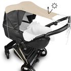 MimiNu, daszek do wózka, przeciwsłoneczna osłonka, muślin bawełniany, ciepły beż