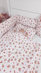 MimiNu, Kaczuszki, komplet pościeli 2-częściowej, bawełna, pudrowy róż, 120-90 cm