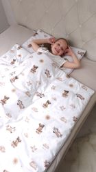 MimiNu, Misie, 2-częściowy komplet pościeli z wypełnieniem, beż, 135-100 cm
