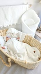 MimiNu, muślinowy śpiworek na suwak, letni, TOG 0.5, śmietanka, rozmiar 74, 3-9m