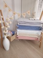 MimiNu, ochraniacz do łóżeczka, muślin, szary, 180-30 cm