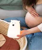 Miś, lampka silikonowa z pilotem, duża, biała