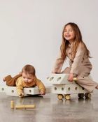 Modu, Explorer Set, kreatywne klocki rozwijające motorykę dużą, z funkcją jeździka, Sand Grey/Honey Yellow