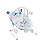 MoMi, Glossy, leżaczek bujaczek z wibracją, panda, 0-6m
