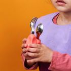 Nana's Manners, sztućce do samodzielnego jedzenia, widelec i łyżka, różowe