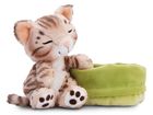 Nici, maskotka, kot bengalski śpiący w koszyku, 12 cm