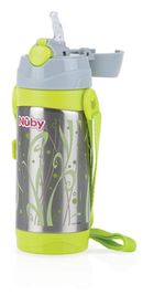 Nuby, kubek termiczny ze słomką, zielony, 24m+, 360 ml