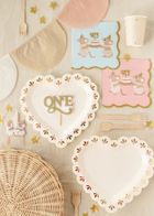 PartyDeco, talerzyki papierowe, serce, 26-24.5 cm, 6 szt.