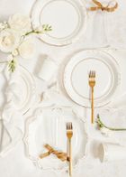 PartyDeco, talerzyki papierowe z ornamentem, białe, 23 cm, 6 szt.