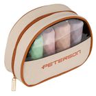 Peterson, kosmetyczka, z przezroczystym panelem, beżowo-brązowa