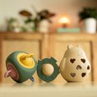 Petite&Mars, Bear Basil, silikonowa zabawka z grzechotką, misty green, 0m+