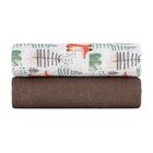 Petite&Mars, Misty, zestaw otulaczy z muślinu bambusowego, Forest Fox, 120-120 cm, 2 szt.