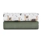 Petite&Mars, Misty, zestaw otulaczy z muślinu bambusowego, Liama Vibes, 120-120 cm, 2 szt.